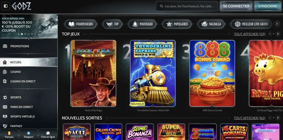 Casino en ligne main